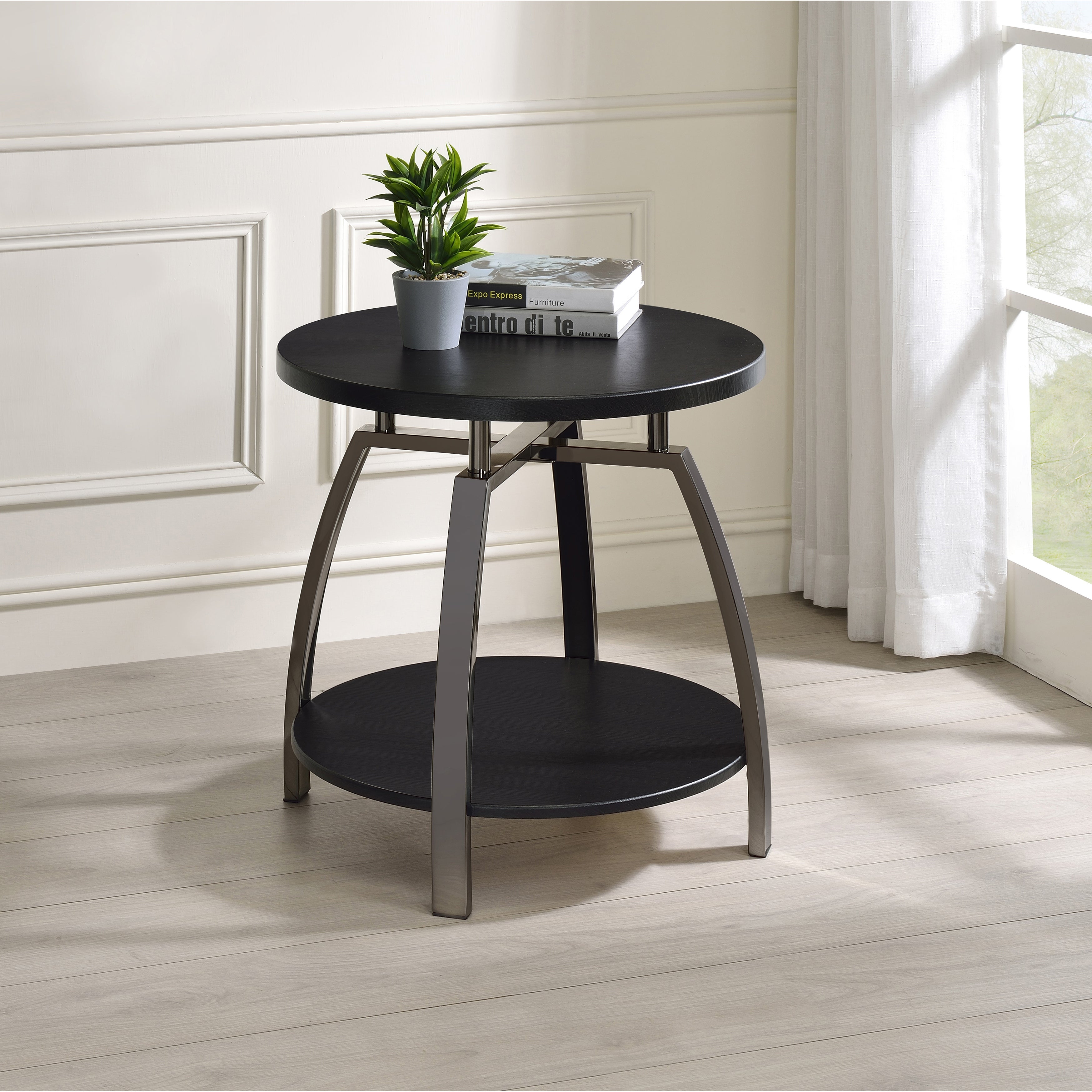 Andre Dark Grey and Black Nickel End Table