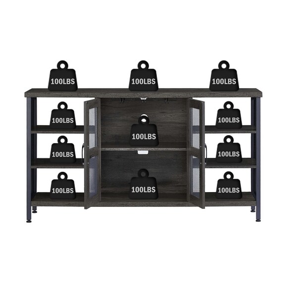 Industrial Wine Bar Sideboard with Wine Racks