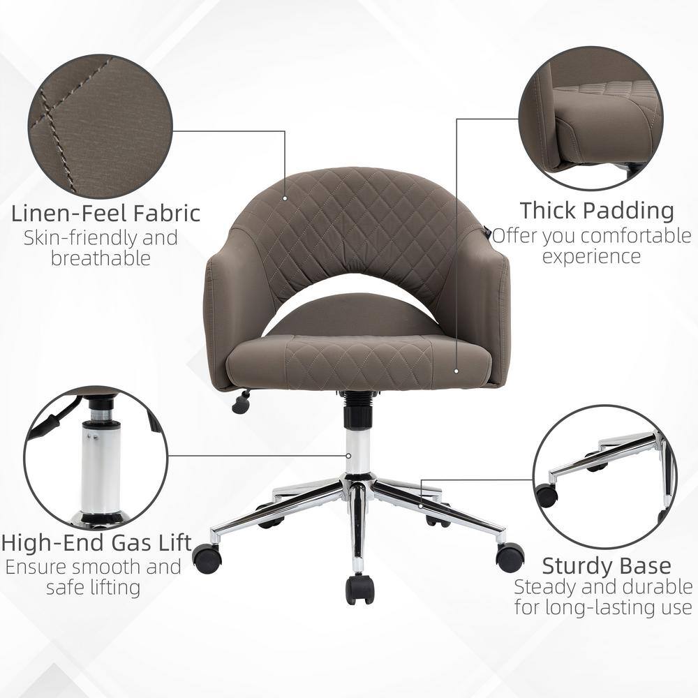 Vinsetto Brown Nylon Office Chair, Computer Desk Chair with Adjustable Height and Padded Seat 921-461BN