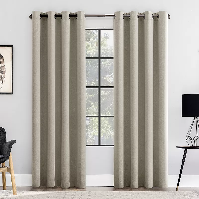 Clean Window Textured Weave Anti-Dust Blackout Grommet Window Curtain Panel