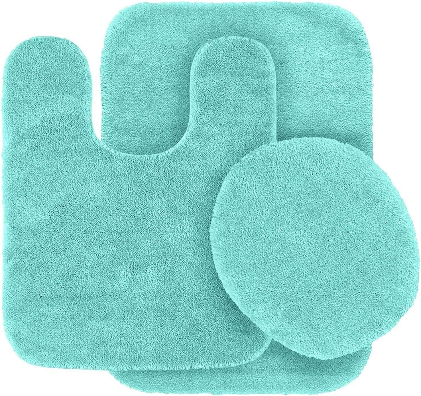 Mint 3 pieces bathroom rug Non-Slip Set bath mats super soft plush with toilet lid cover #6