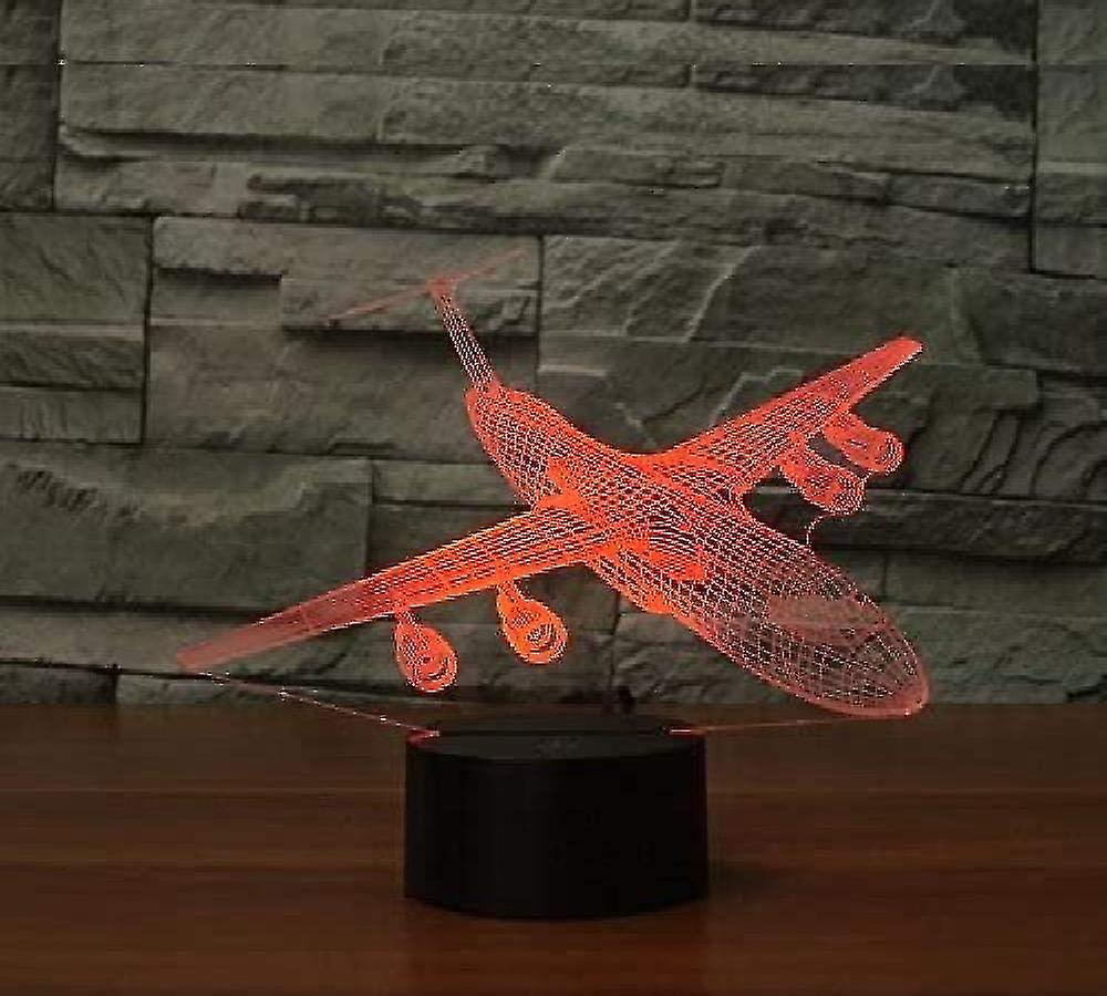 3d Abstract Plane Airplane Airbus Night Light Touch Switch 7 Color Change Led Table Desk Lamp Acrylic Flat Abs Base Usb Charger Home Decoration Toy Bi