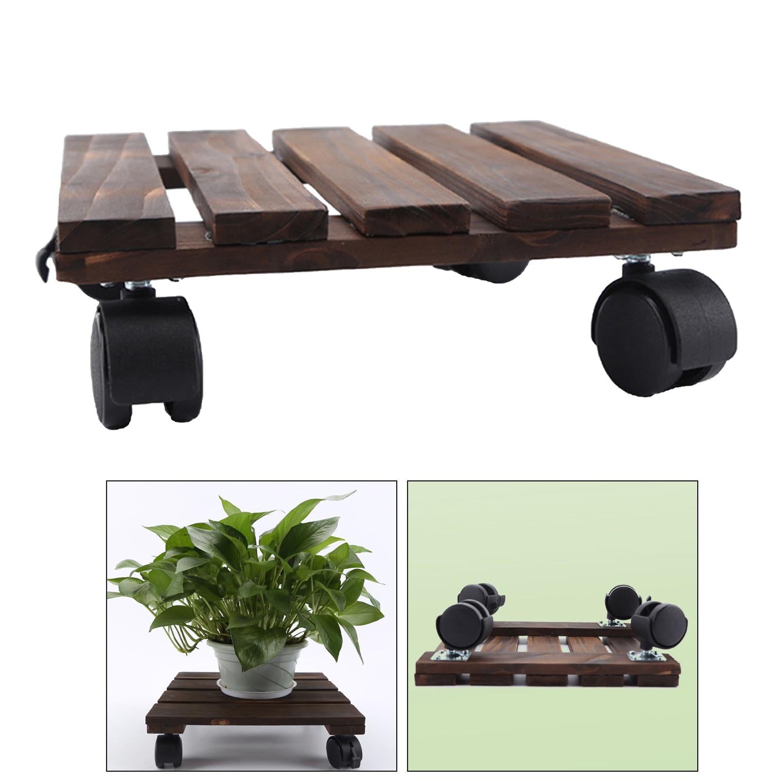 Square Planter Trolley Lockable Rollers Outdoor Indo Flower 40x40cm