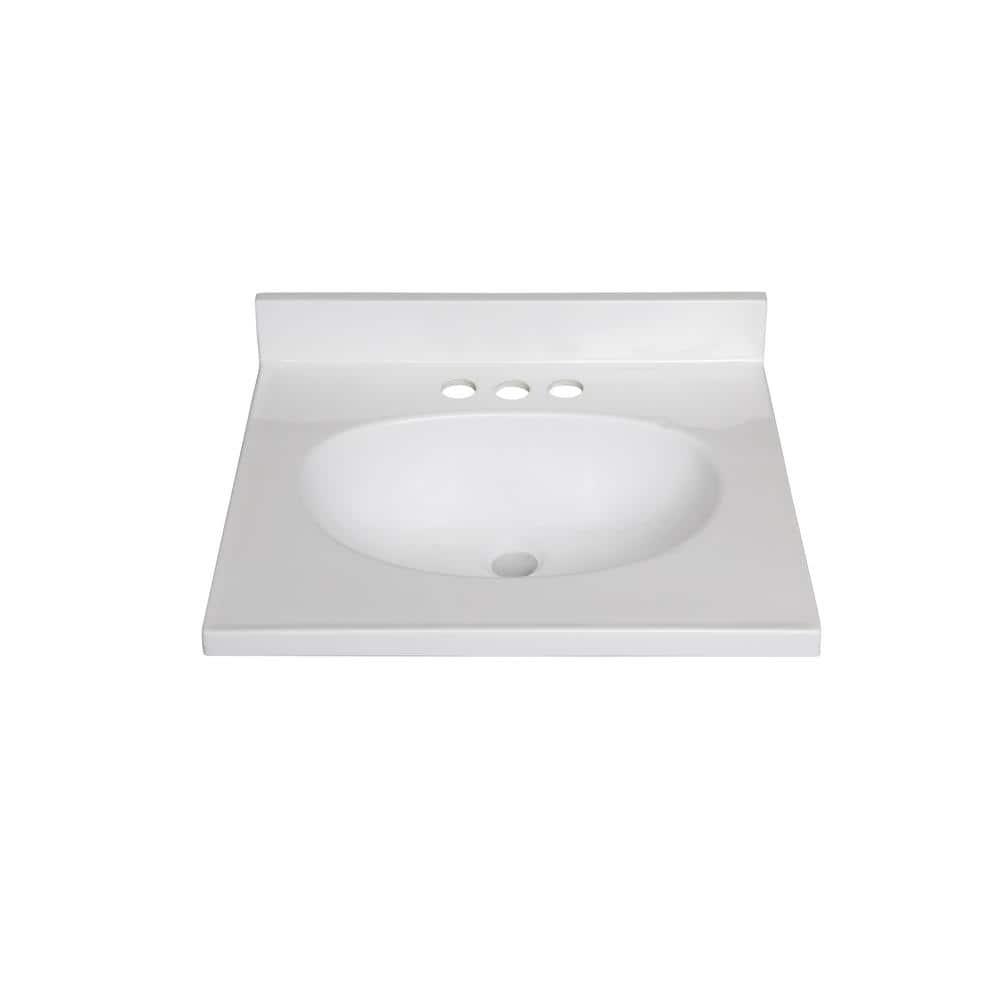 FINE FIXTURES 19 in W x 17 in D Cultured Marble Vanity Top in White with White Rectangular Single Sink