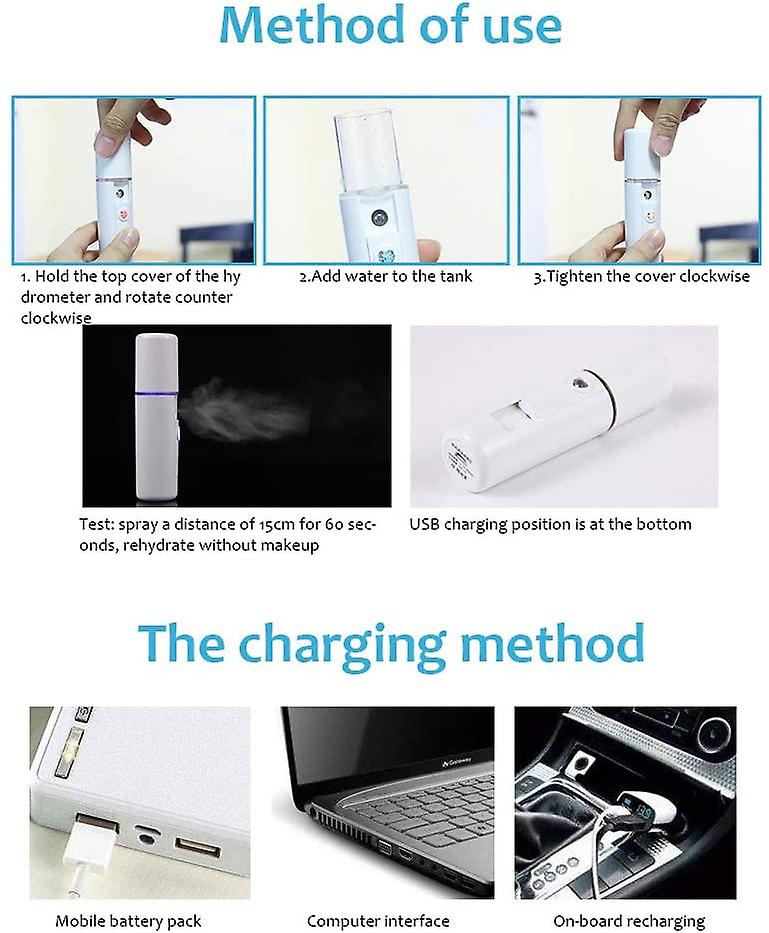 Nano Condensation Spray Portable Face Spray Practical Evaporator Ion Steam Spray Micro Humidifier Usb Charging No.14823