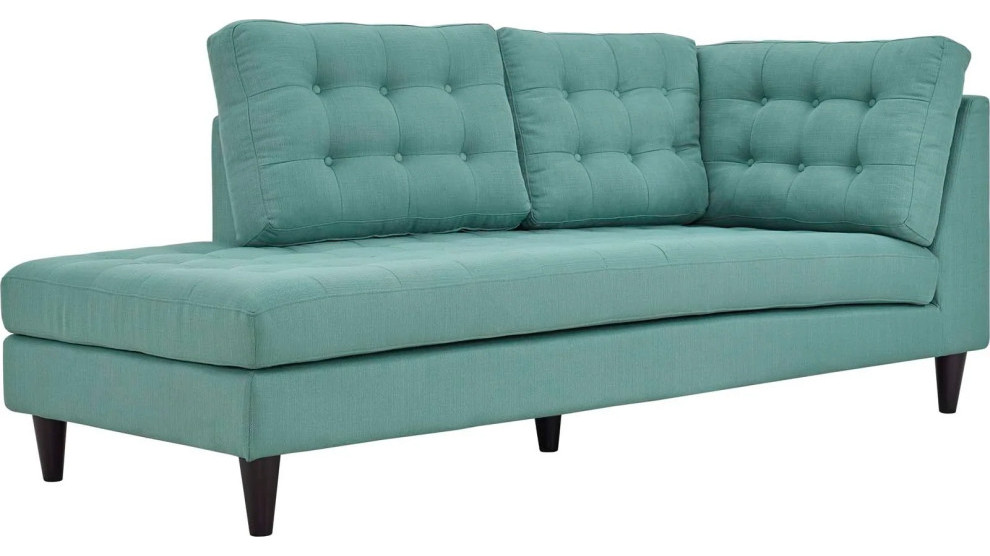 Melanie Teal Upholstered Fabric Left Facing Bumper   Midcentury   Indoor Chaise Lounge Chairs   by Peachtree Fine Furniture  Houzz