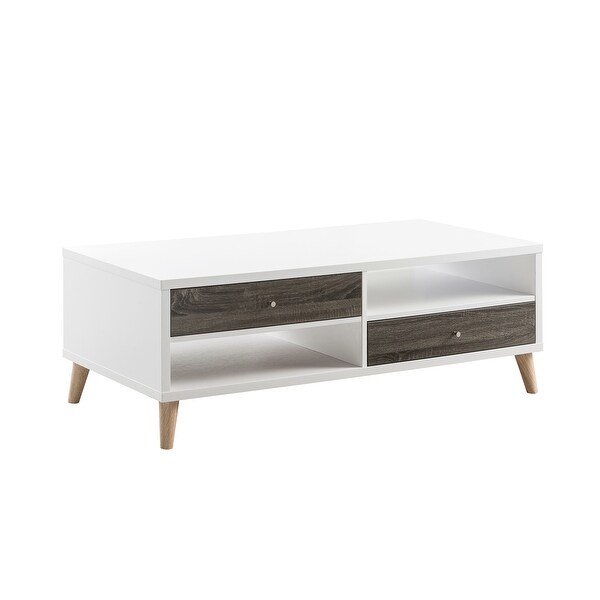 Furniture of America Bago Mid-century White 2-shelf Coffee Table