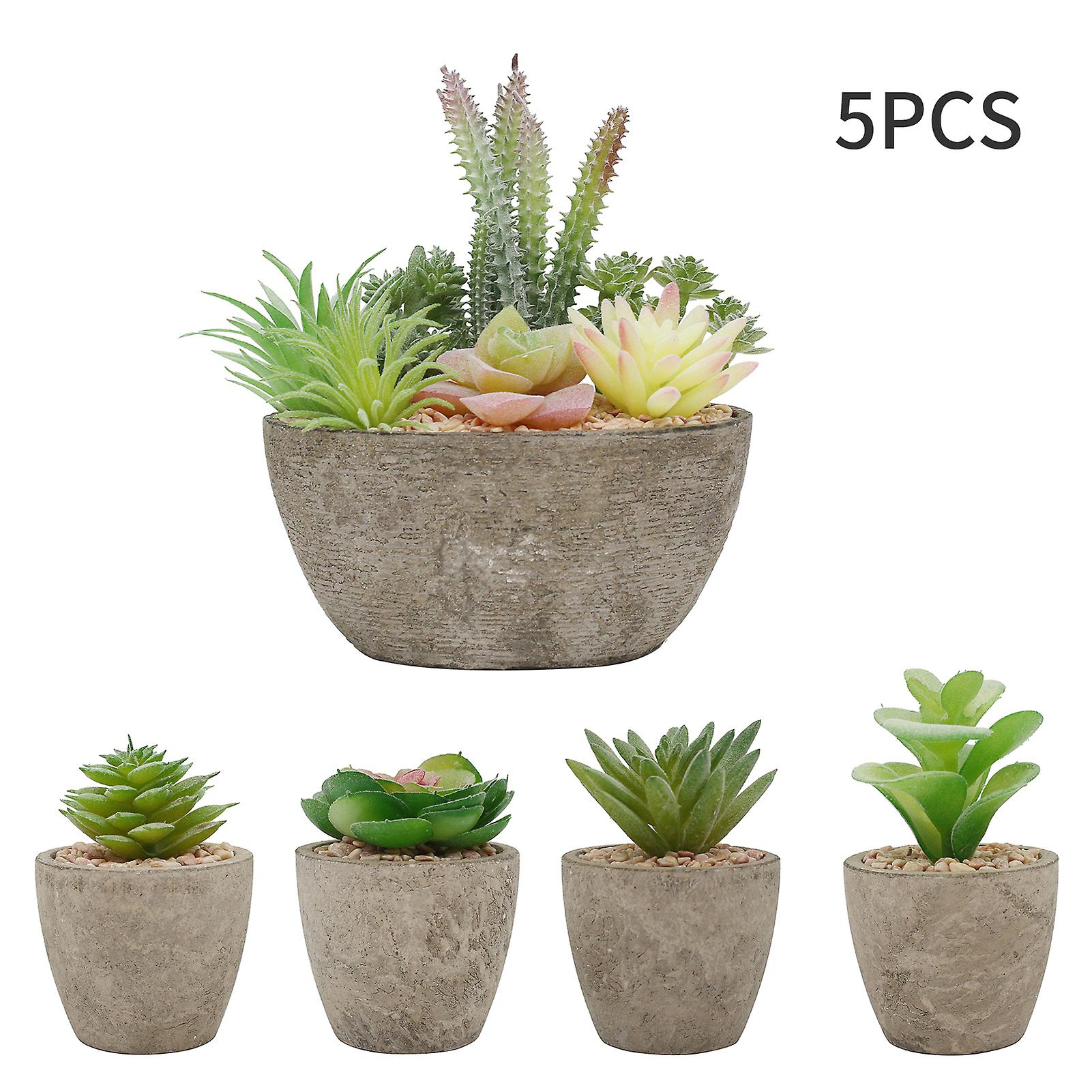 5 Pack 5 Pack Succulent Plant Pot Fake Flowing Succulents Artificial Simulation Plants Sets For Home Kitchen Garden Office Wedding Party Room Decor Gi