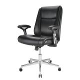 Densey Bonded Leather Mid-Back Manager's Chair， Black/Silver， BIFMA Certified