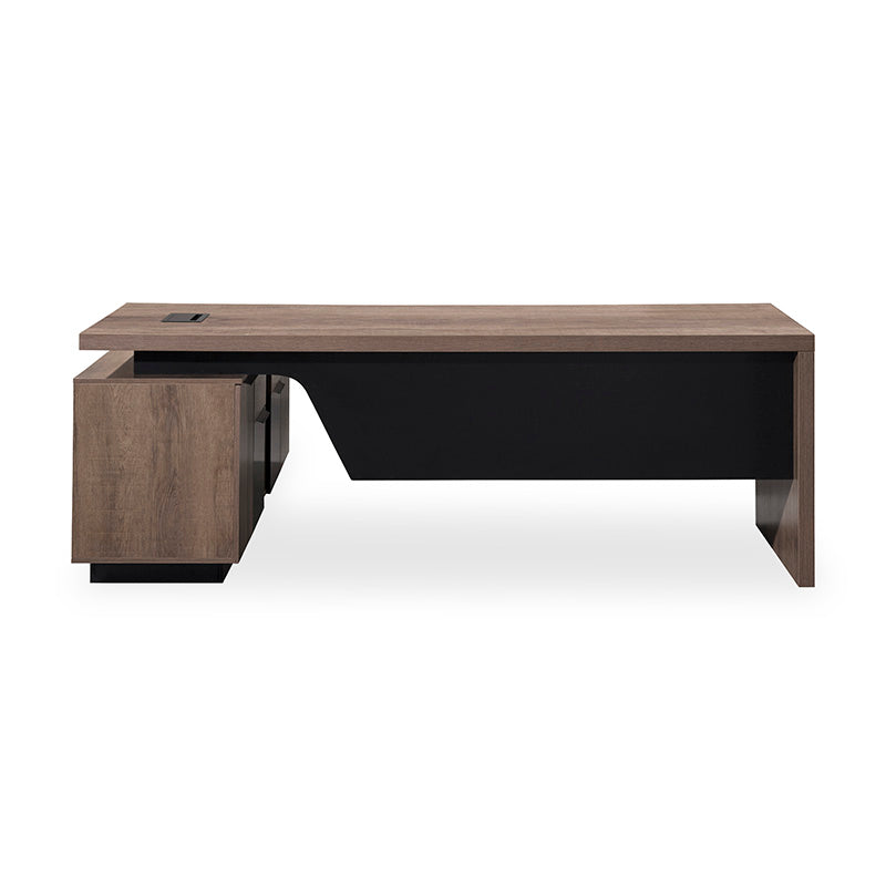 BALDER Executive Desk with Right Return 1.8-2.0M - Warm Oak & Black