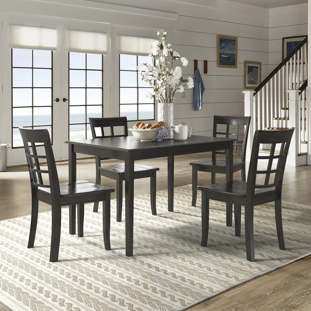 Wilmington II 48 Inch Rectangular Antique Black 5 Piece Dining Set by iNSPIRE Q Classic