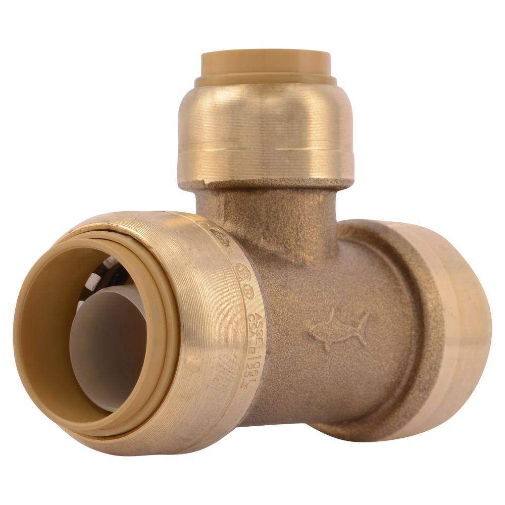 SharkBite 34 in. x 34 in. x 12 in. Push-to-Connect Brass Reducing Tee Fitting U412LFA