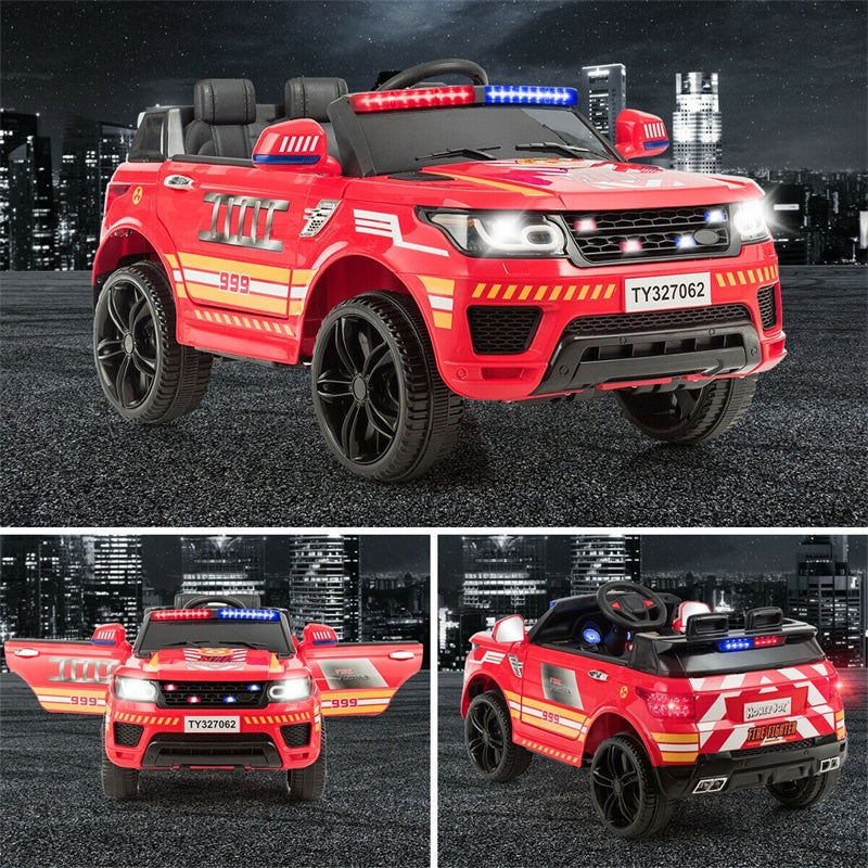 Kids Ride On Police Car 12V Battery Powered Electric Riding Toy Truck Car with LED Siren Flashing Light