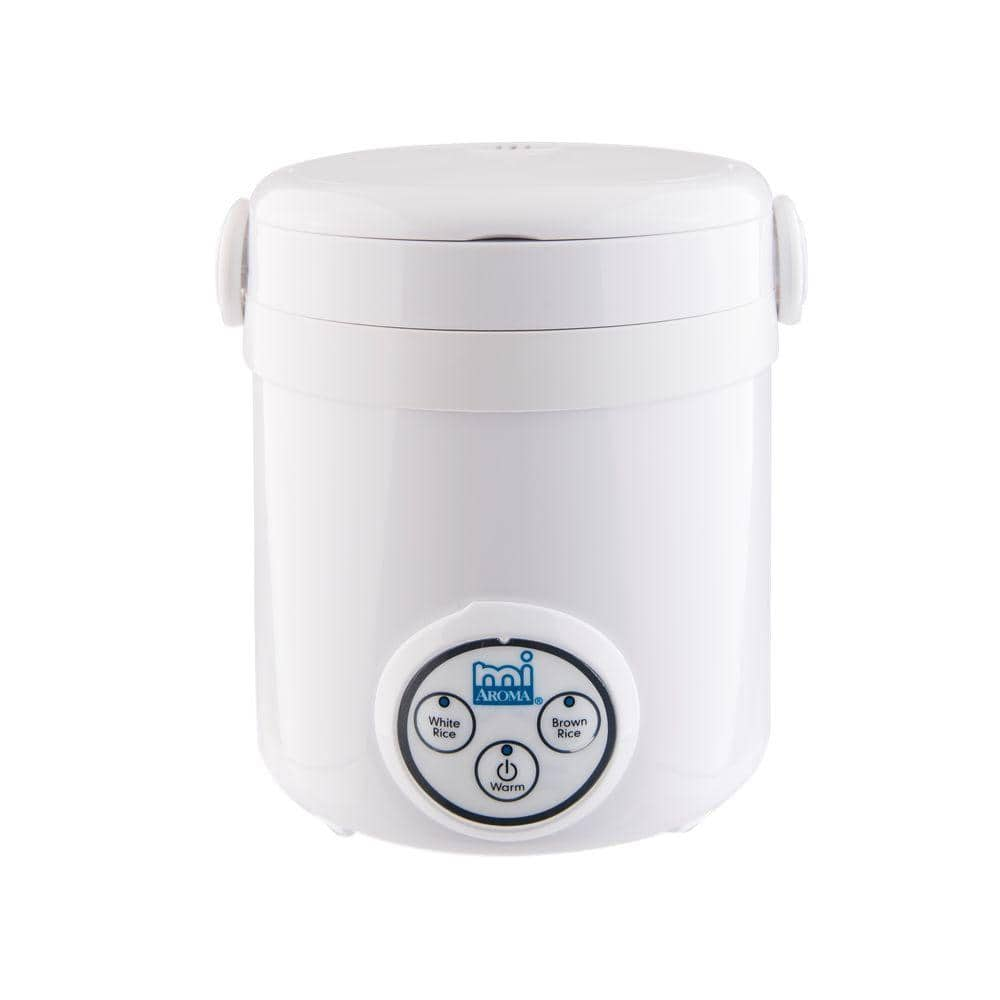 AROMA 3-Cup White Mini Rice Cooker with Non-Stick Cooking Pot MRC-903D