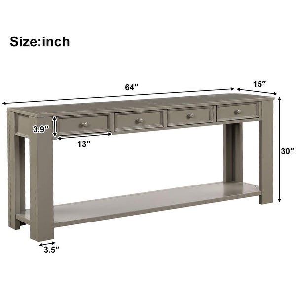 Nestfair 4-Drawer Console Table with Bottom Shelf