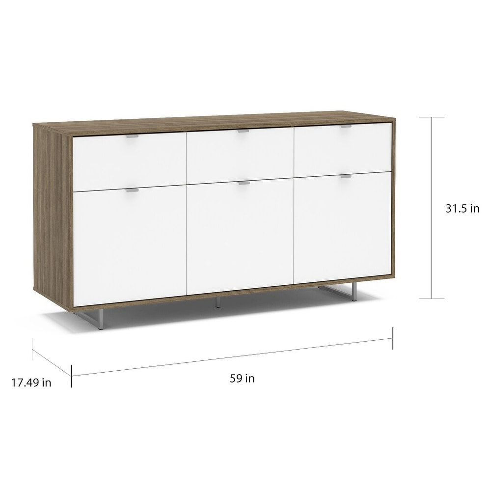 Polifurniture Montana 59 in. Walnut/White Sideboard