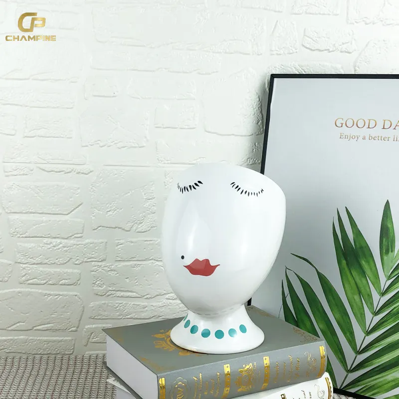 Unique Creative Design Home Garden Decoration Supplies Custom Ceramic Face Planter Flower Pot