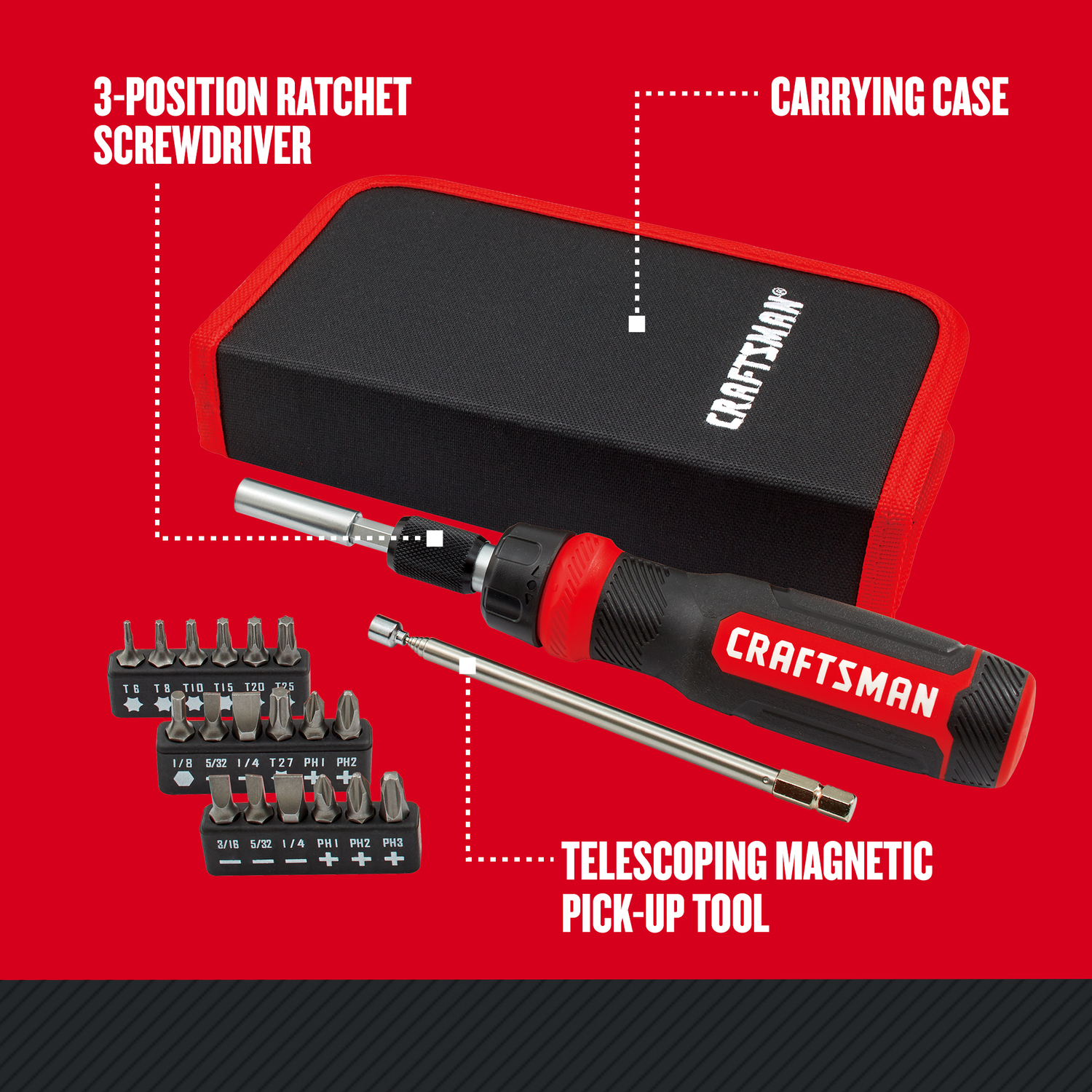 Craftsman Ratcheting Multi-Bit Driver 26 pc