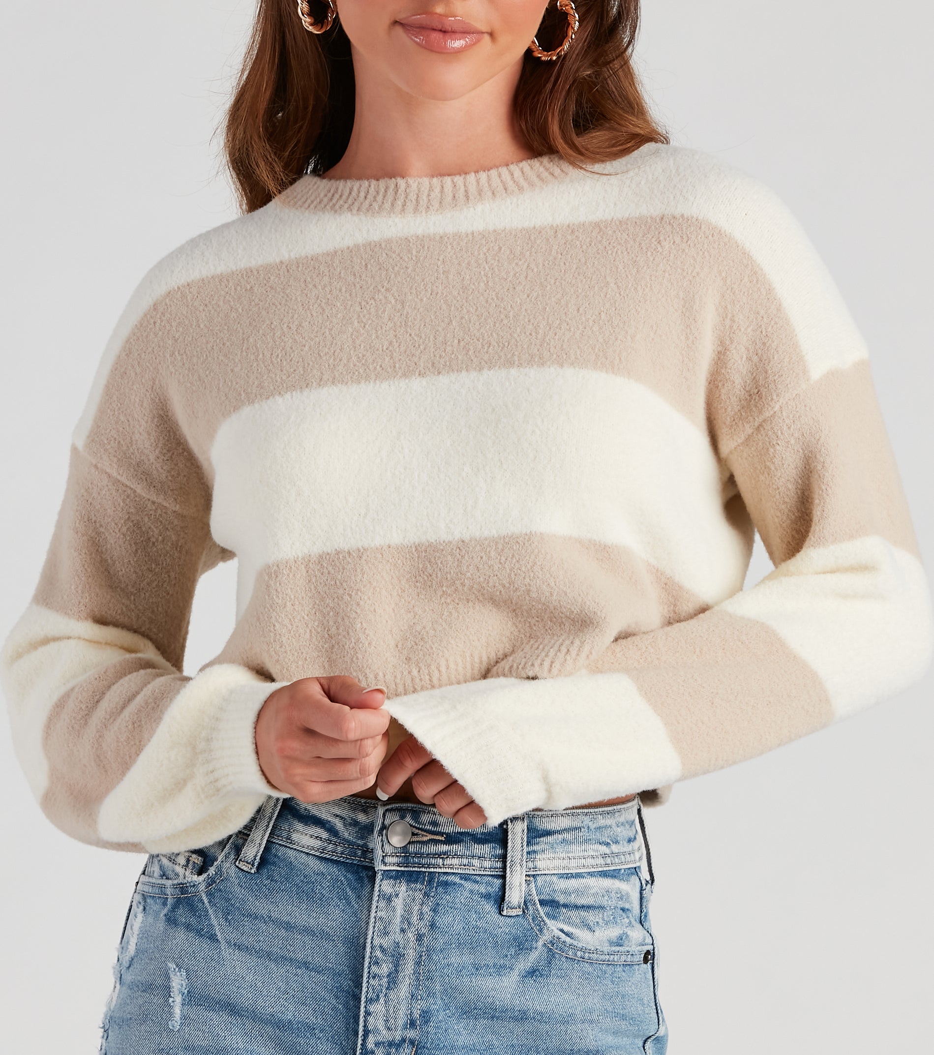 Fall Chill Striped Crop Sweater