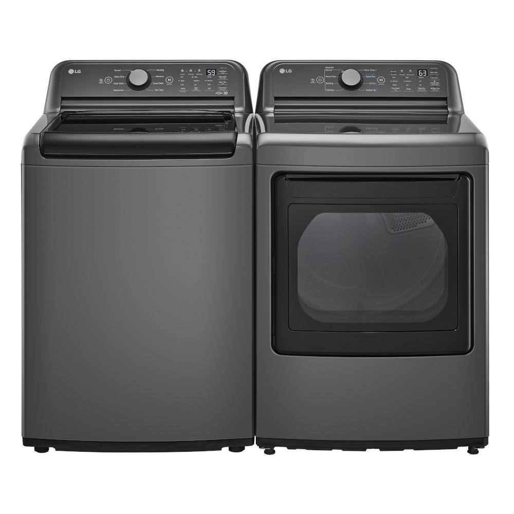 LG 5 Cu. Ft. Top Load Washer in Middle Black with Impeller and TurboDrum Technology WT7150CM