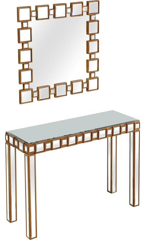 Camden Isle Orion Wall Mirror and Mirrored Console Table   Contemporary   Console Tables   by Homesquare  Houzz