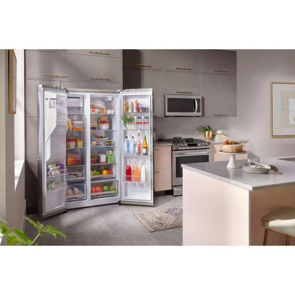 LG 27 cu .ft. Side by Side Refrigerator w Door-in-Door Pocket Handles and Craft Ice in PrintProof Stainless Steel LRSDS2706S