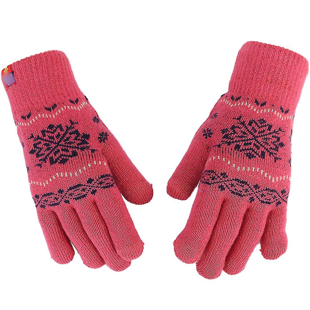 Women Girls Touch Screen Winter Gloves Soft Warm Knit Mittens Gloves