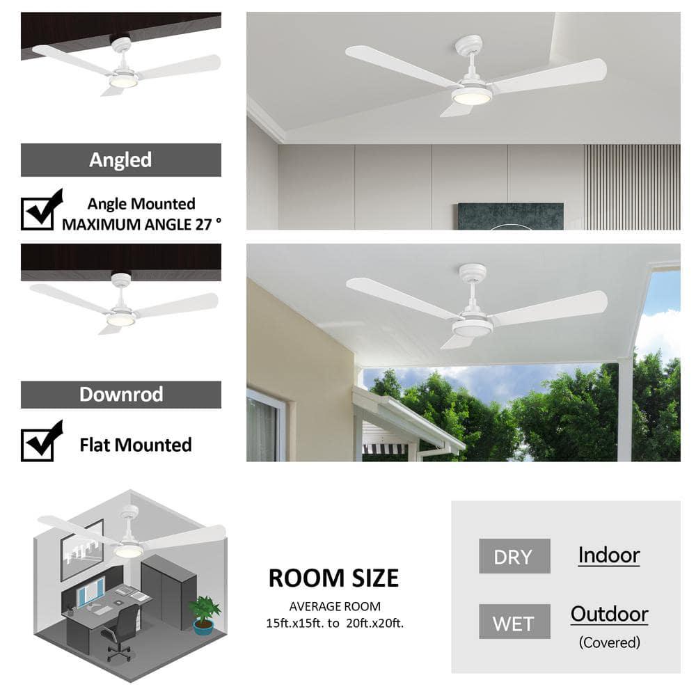 CARRO Veter 56 in Dimmable LED IndoorOutdoor White Smart Ceiling Fan with Light and Remote Works with AlexaGoogle Home