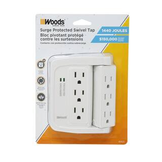 Woods 6-Outlet Surge Tap with Phone Cradle 41423