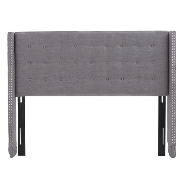 Kendrah Adjustable Full/Queen Wing-back Studded Fabric Headboard by Christopher Knight Home - - 13770391