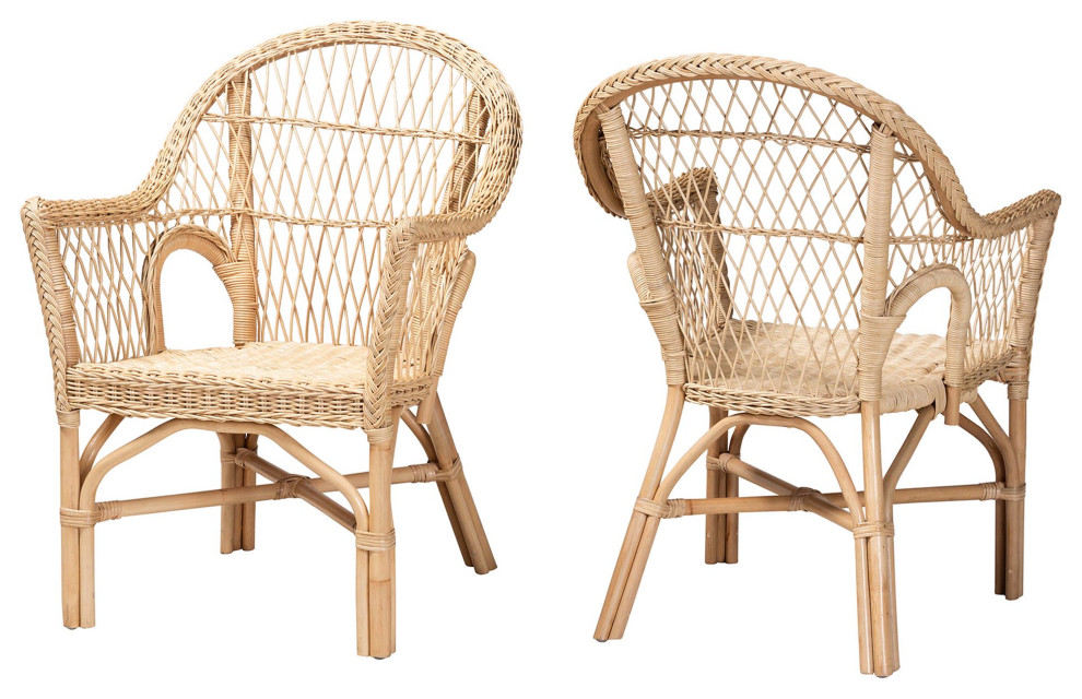 Eli Natural Rattan Accent Chairs  Set of 2   Tropical   Armchairs And Accent Chairs   by Baxton Studio  Houzz