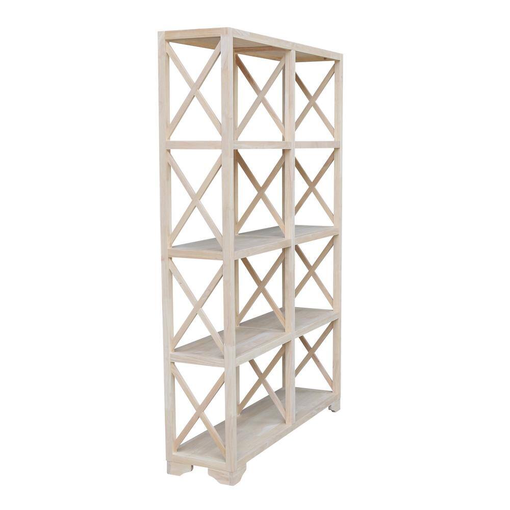 International Concepts 71.9 in. Unfinished Wood 8-shelf Etagere Bookcase with Adjustable Shelves SH-7247X