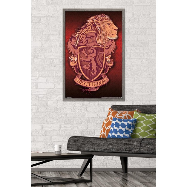 Trends International The Wizarding World Harry Potter Gryffindor Lion Crest Framed Wall Poster Prints