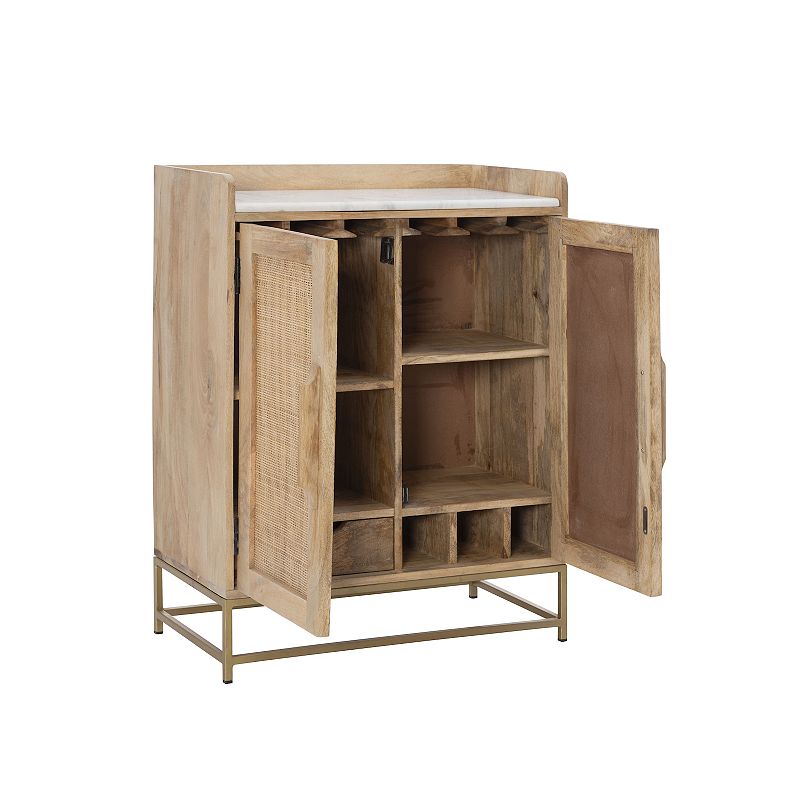 Linon Janie Rattan Sliding 2-Door Console