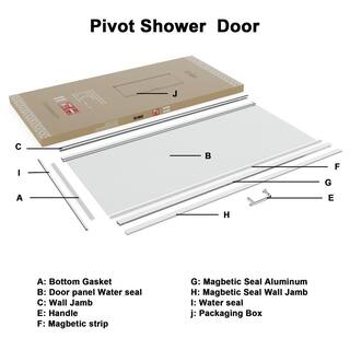 ES-DIY 34-35 in. W x 72 in. H Pivot Frameless Shower Door in Chorme Finish with Clear Glass KJSD3472P