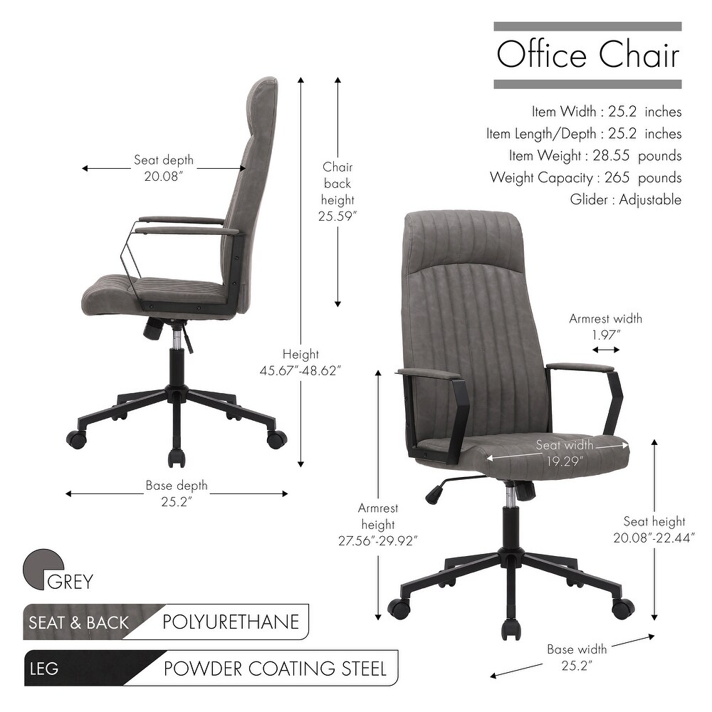 Porthos Home Shea Office Chair with Tilt Mechanism  PU Upholstery