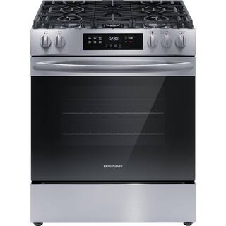 Frigidaire 30 in. 5 Burner Front Control Gas Range with Steam Clean in Stainless Steel FCFG3062AS