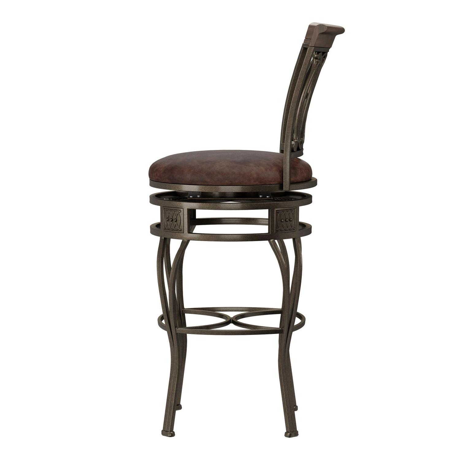 Hillsdale Furniture Montello 32.5 Metal Upholstered Swivel Bar Height Stool， Old Steel