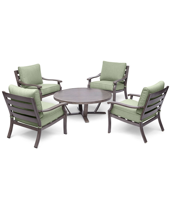 Agio Tara Aluminum Outdoor 5-Pc. Seating Set (48 Round Table and 4 Club Chairs)