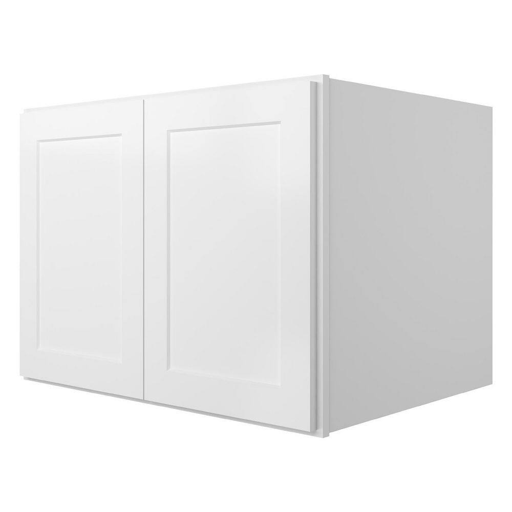 HOMEIBRO 33-in. W x 24-in. D x24-in. H in Shaker White Plywood Ready to Assemble Wall Bridge Kitchen Cabinet with 2 Doors SW-W332424-A