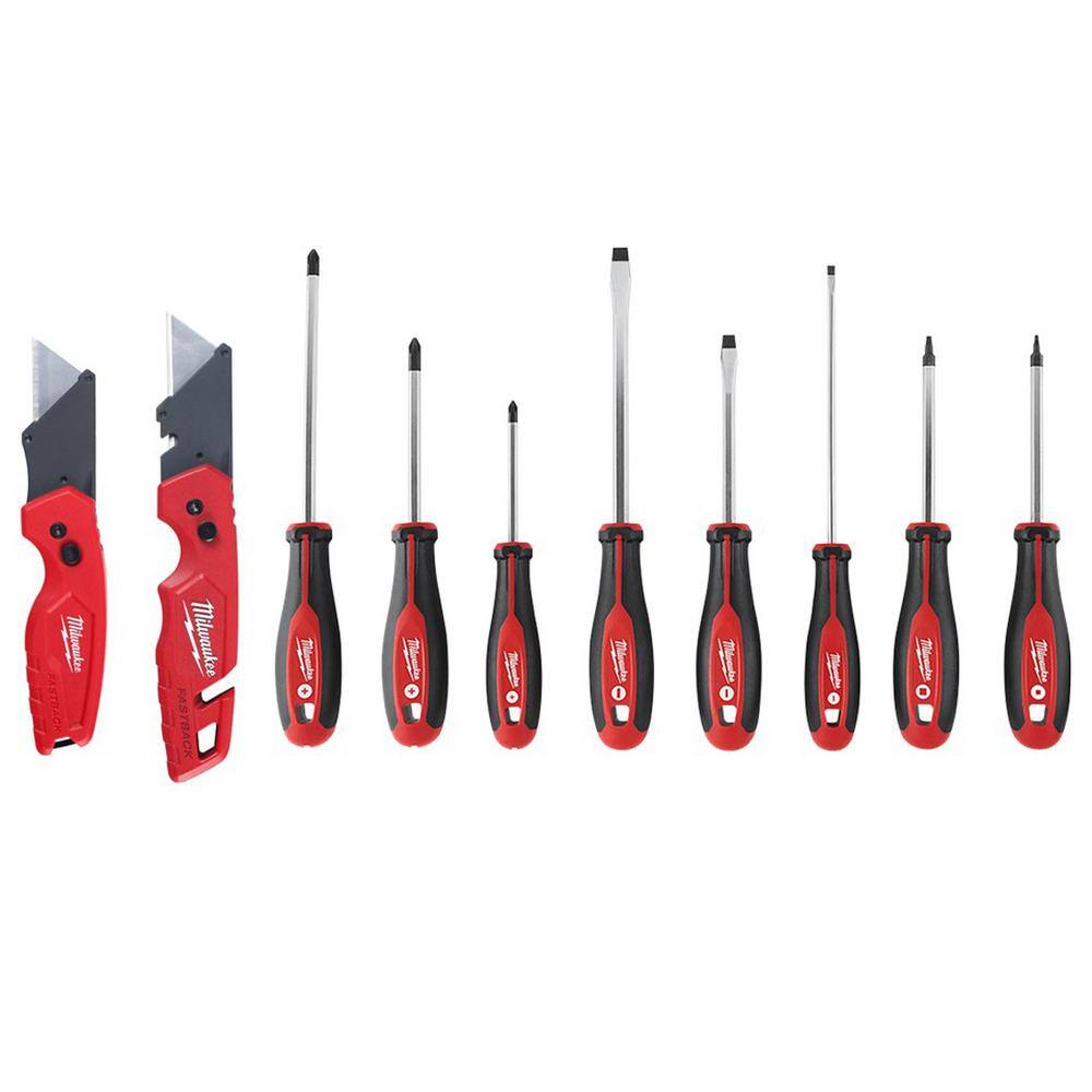 MW Screwdriver Set with FASTBACK Utility Knifes (10-Piece) 48-22-2718-48-22-1503