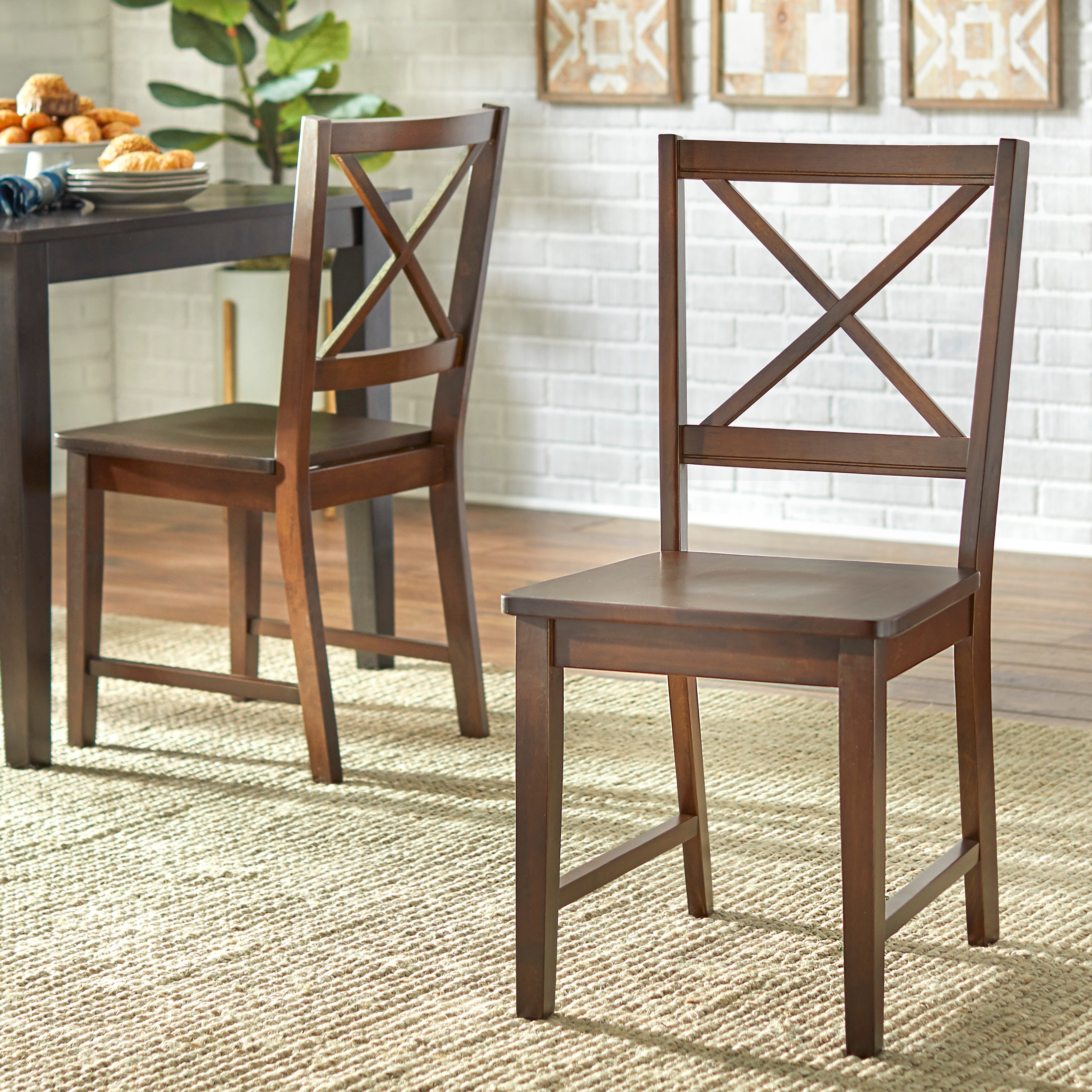 Simple Living Solid Wood Crossback Dining Chairs (Set of 2)