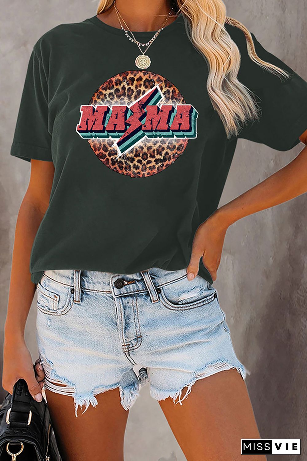 Retro Mama Leopard Graphic Tee