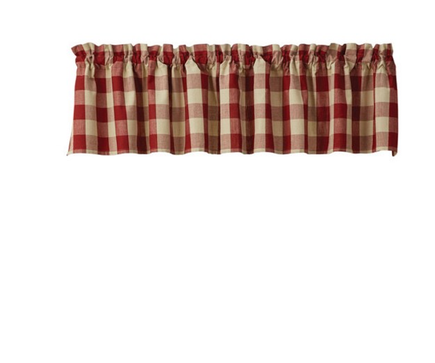 Park Designs Buffalo Check Valance 14 x27 x27 w X 72 x27 x27 l Garnet amp Tan