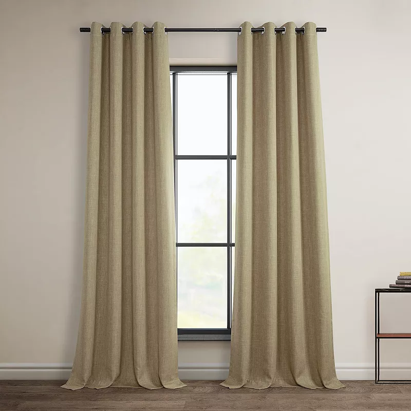 EFF Faux Linen Grommet Room Darkening Window Curtain