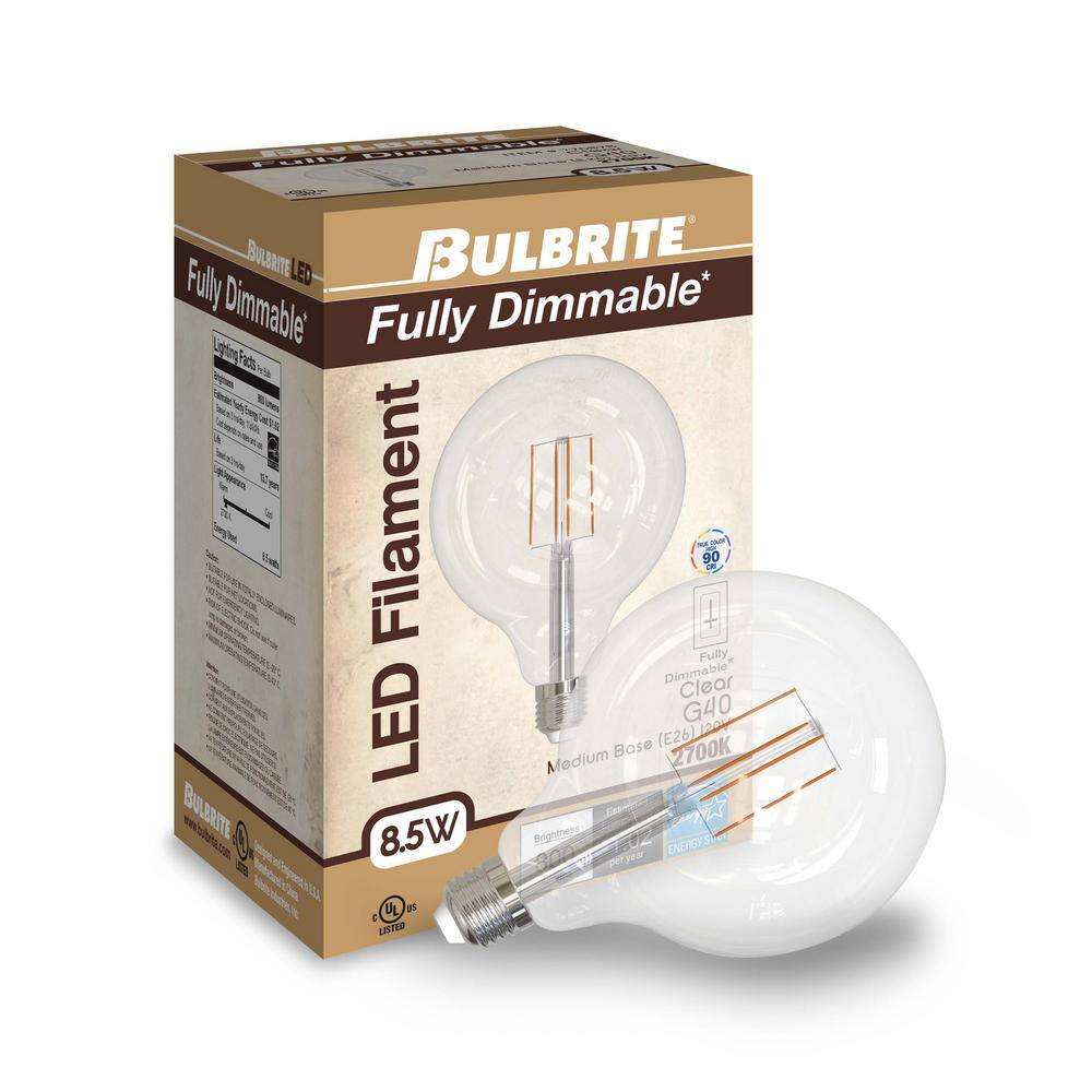 Bulbrite 60-Watt Equivalent G40 Clear Dimmable Edison LED Light Bulb Warm White (2-Pack) 861573