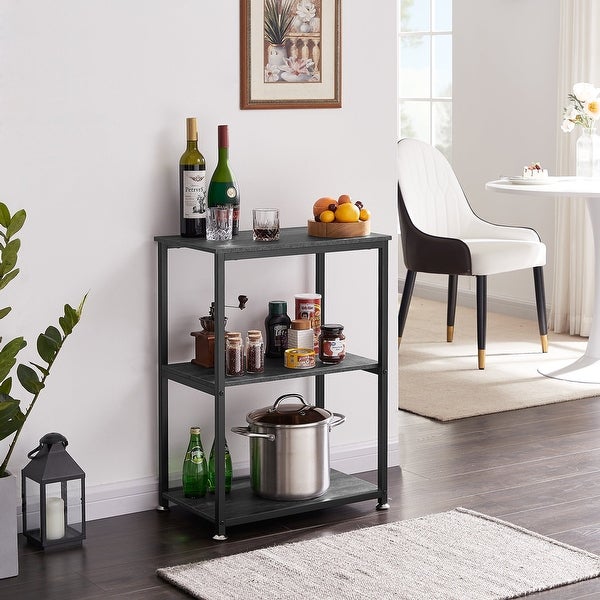 Javlergo Industrial End Side Tables Nightstand with 3-Tier Storage Shelf