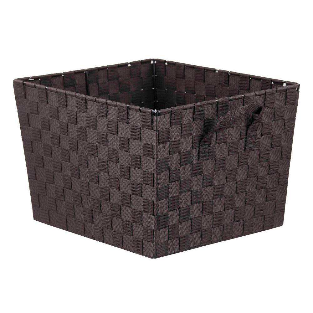 Home Basics 10 in. H x 13 in. W x 15 in. D Brown Fabric Cube Storage Bin PB49151