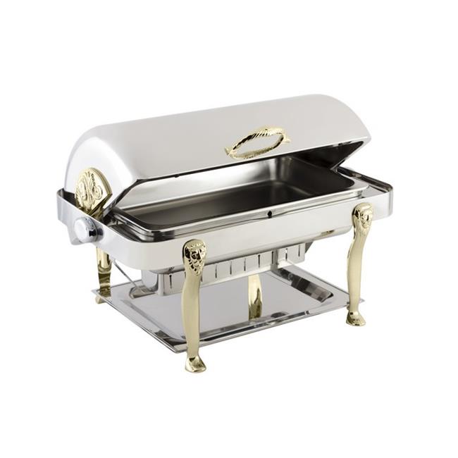 Bon Chef 18040 2 gal Stainless Steel Rectangular Chafer with Brass Lion Leg