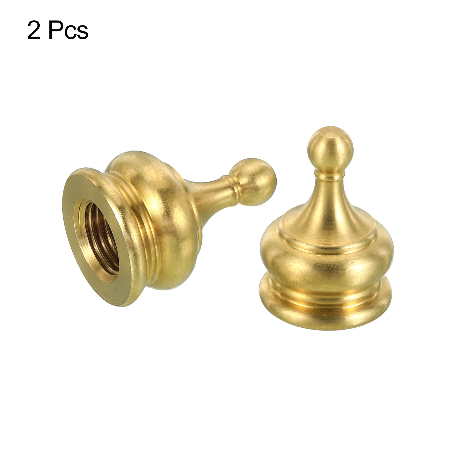 Uxcell M10 Lamp Finial Cap Knob Lamp Shade Harp Top Screw Decoration for Table Lamps Floor Lamps, Solid Brass 2 Pack